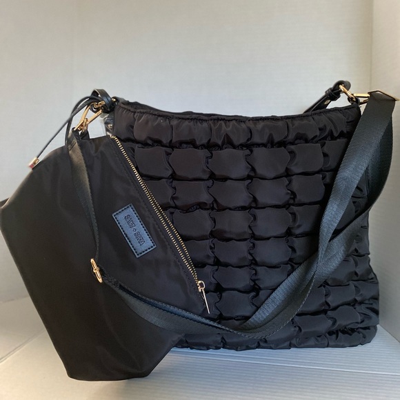 NWT Saint + Sofia The Darcey Puff  Quilted Shoulder Tote Bag Black - Picture 2 of 12